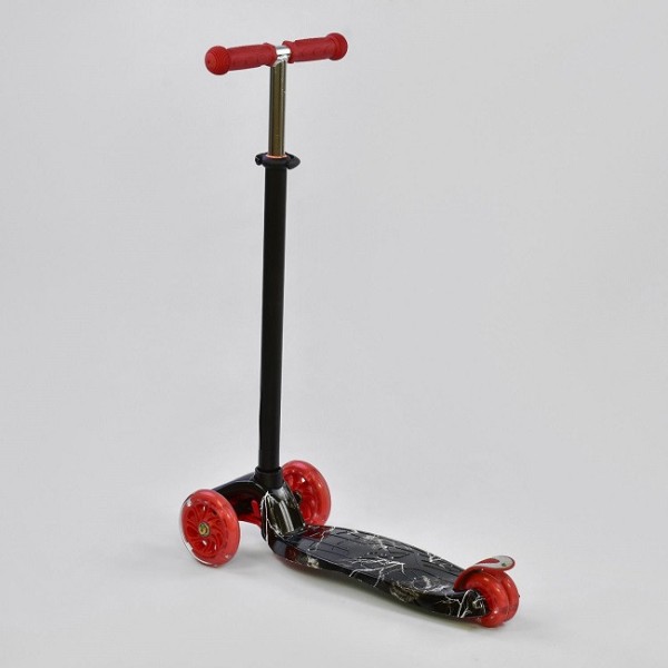 Детский четырехколесный самокат Scooter Maxi Print Черный мрамор 1318 Светящиеся колеса