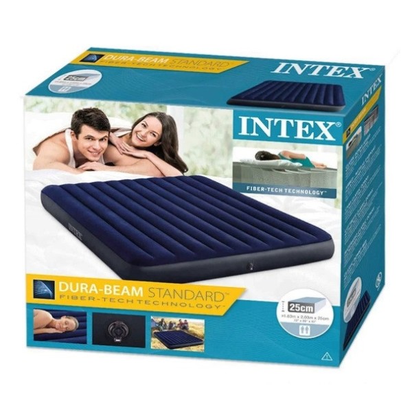 Матрас надувной 183x203x25 см. Велюровый Intex 64755