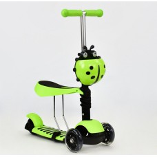 Трехколесный самокат Best Scooter А 24670 - 1050 Божья коровка 3в1. С сиденьем и корзинкой. Светящиеся колеса