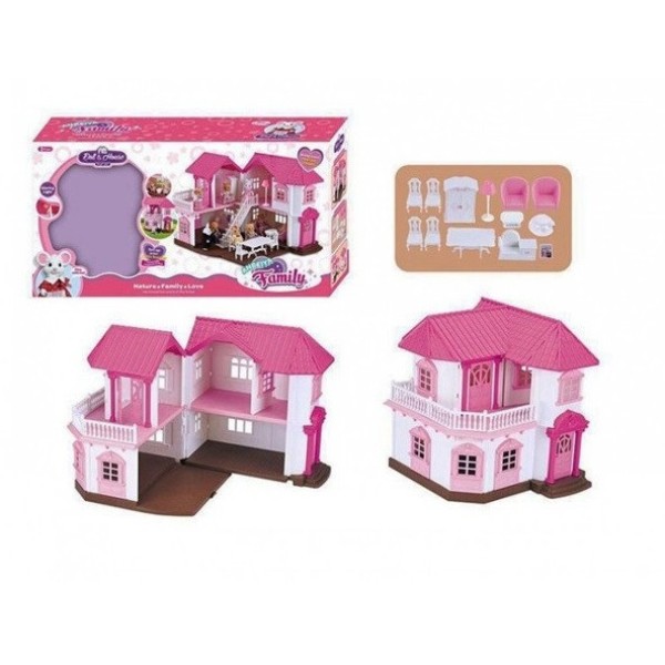 Домик Happy Family для флоксовых животных 1805 мебель, подсветка (аналог Sylvanian Families)