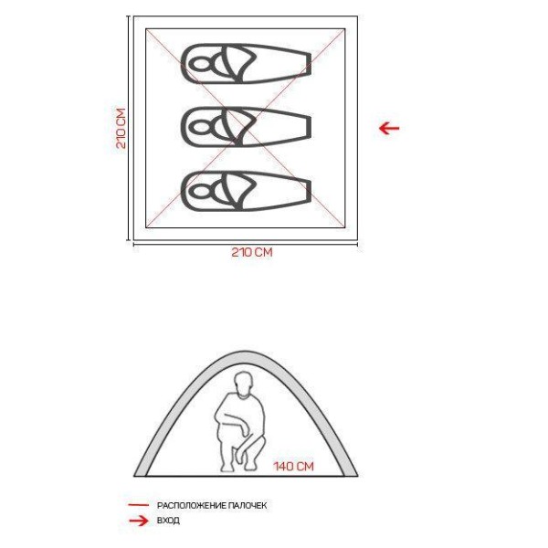 Палатка Green Camp 1012 3-х местная. однослойная