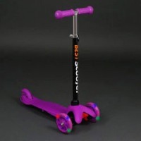 Трехколесный самокат Best Scooter Mini 466-112 фиолетовый. Колеса светятся. Нагрузка до 50 кг