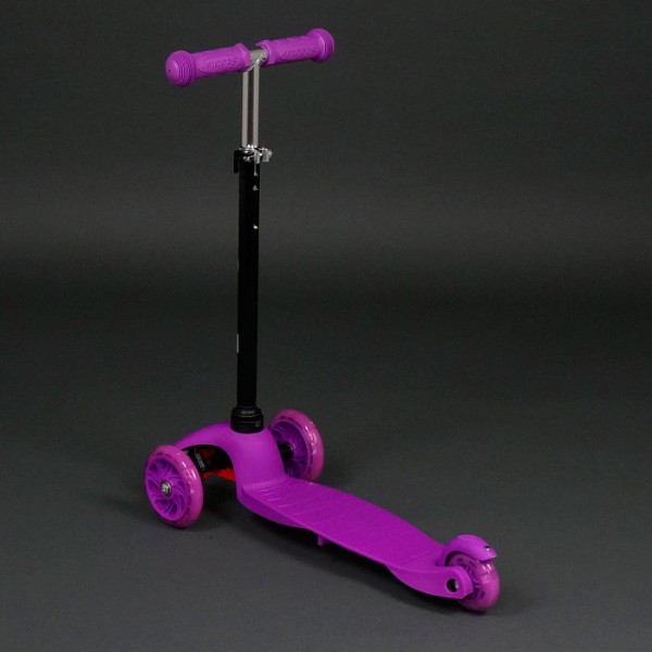Трехколесный самокат Best Scooter Mini 466-112 фиолетовый. Колеса светятся. Нагрузка до 50 кг