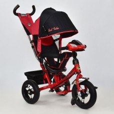 Детский трехколесный велосипед Best Trike 7700 B-6340 поворотное сиденье, надувные колеса, фара, красный