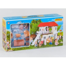 Домик Happy Family 012-01 мебель, 2 фигурки флоксовых животных, подсветка (аналог Sylvanian Families)