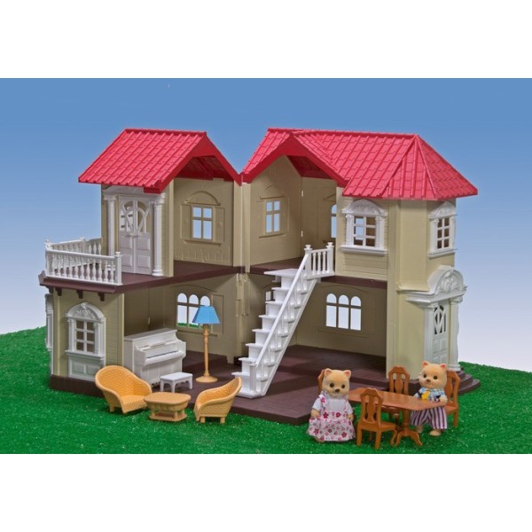 Домик Happy Family 012-01 мебель, 2 фигурки флоксовых животных, подсветка (аналог Sylvanian Families)