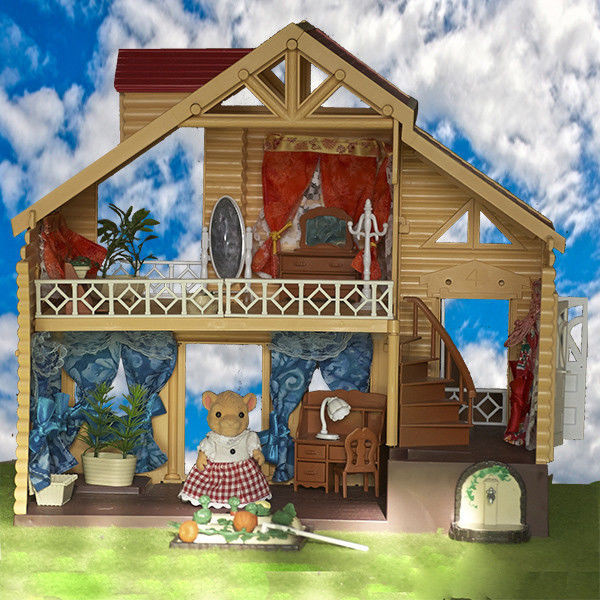 Домик с флоксовыми животными Happy Family 012-03 Загородный Домик (аналог Sylvanian Families)