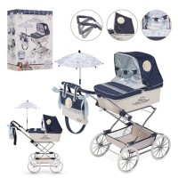 Коляска для кукол 82020 классика, с сумкой, зонтиком, постельным бельем и подушкой, гирляндой с игрушками