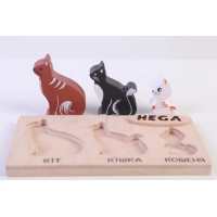 Набор фигурок-вкладышей HEGA 125 коты, дерево, 3 шт