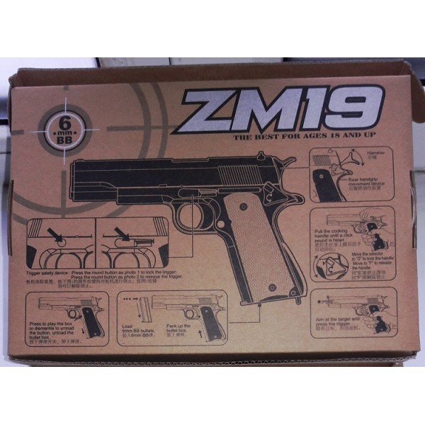 Игрушечное оружие Пистолет CYMA ZM19 металлический с пульками. Кольт