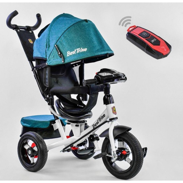 Детский трехколесный велосипед с пультом Best Trike 7700 B 6980 поворотное сиденье, надувные колеса