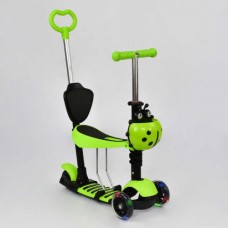 Трехколесный самокат Best Scooter А 24678 - 3050 Божья коровка 5в1. С сиденьем и корзинкой. Светящиеся колеса