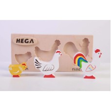 Набор фигурок-вкладышей HEGA 128 куры, дерево, 3 шт
