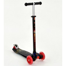 Самокат четырехколесный Scooter Maxi Print 1308 Красный. Колеса светятся