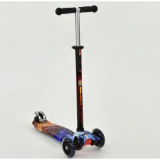 Детский трехколесный самокат Scooter Maxi Print Огонь + Лед. Колеса светятся