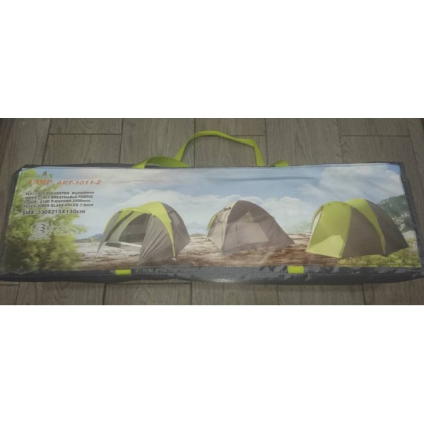 Палатка Green Camp 1011-2. 3-х местная. 2-х слойная. 2 входа. Тамбур