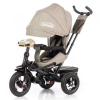 Детский трехколесный велосипед Tilly Cayman T-381-2 Ткань Лен. Бежевый, колеса надувные