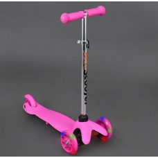 Трехколесный самокат Best Scooter Mini 466-112 розовый. Колеса светятся. Нагрузка до 50 кг