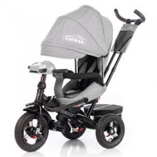 Детский трехколесный велосипед Tilly Cayman T-381-2 Ткань Лен. Серый, колеса надувные