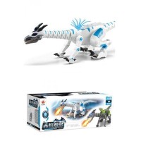 Радиоуправляемый Динозавр 28303 Mecha Dragon, звук, свет, ходит, двигает головой и хвостом, 2 цвета Бело-голубой