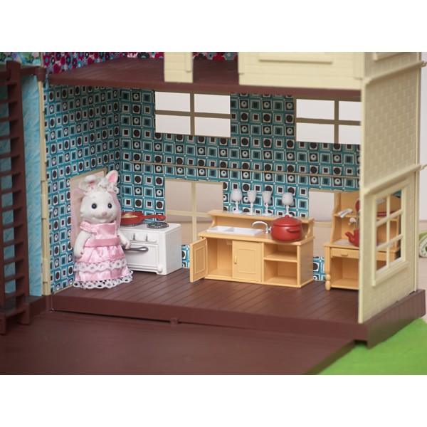 Большой домик с флоксовыми животными Happy Family 012-10 со светом (аналог Sylvanian Families)