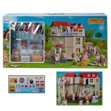 Большой домик с флоксовыми животными Happy Family 012-10 со светом (аналог Sylvanian Families)