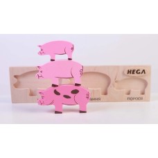 Набор фигурок-вкладышей HEGA 129 cвиньи, дерево, 3 шт