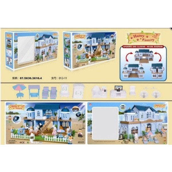 Домик Happy Family 012-11 Большая Вилла с подсветкой (аналог Sylvanian Families)