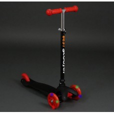 Трехколесный самокат Best Scooter Mini 466-112 Черный. Колеса светятся. Нагрузка до 50 кг