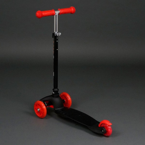 Трехколесный самокат Best Scooter Mini 466-112 Черный. Колеса светятся. Нагрузка до 50 кг