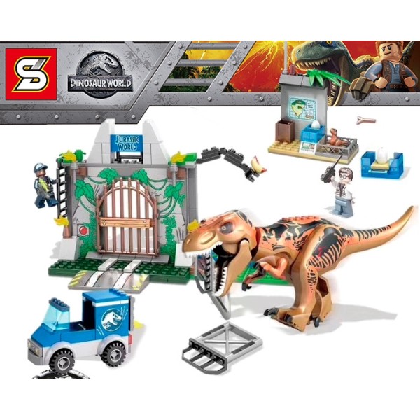 Конструктор Побег Ти-Рекса SY 1082 Мир Юрского Периода (Аналог Lego Jurassic World 10758), 289 деталей