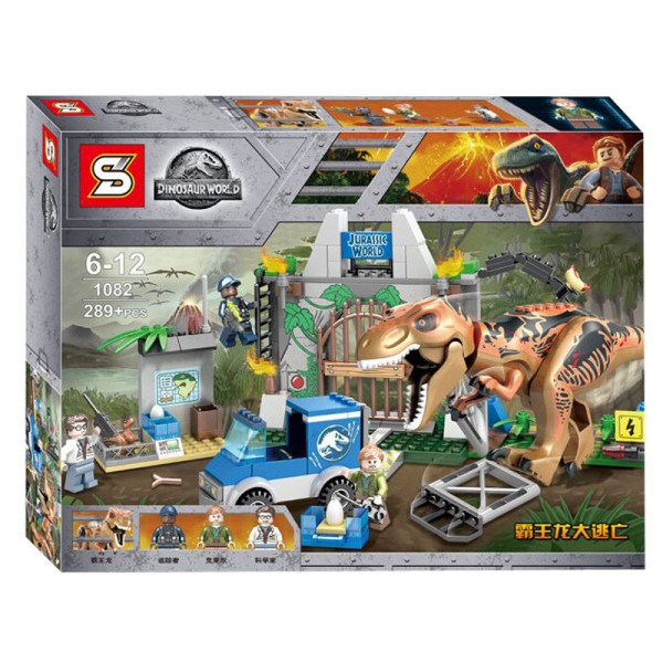 Конструктор Побег Ти-Рекса SY 1082 Мир Юрского Периода (Аналог Lego Jurassic World 10758), 289 деталей