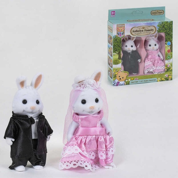 Набор флоксовых животных 012-05C. Семейная пара Зайцев (аналог Sylvanian Families)