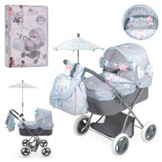 Коляска для кукол 85029 классика, с сумкой, зонтиком, постельным бельем, подушкой, гирляндой с игрушками