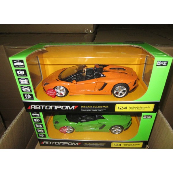 Автомодель Lamborghini Aventador. Металлическая Маштаб 1:24. Свет, звук, Багажник,Капот, Дверцы откр