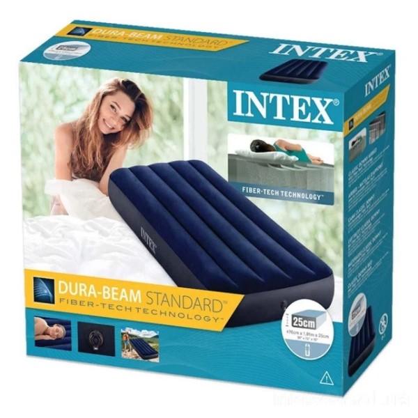 Матрас надувной 76х191х25 см. Велюровый Intex 64756 одноместный