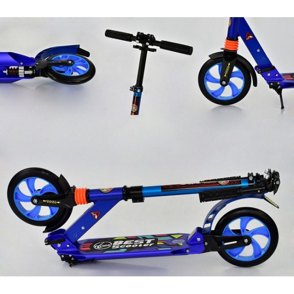 Двухколесный самокат алюминиевый Best Scooter 692. 2 амортизатора. колеса полиуретановые,