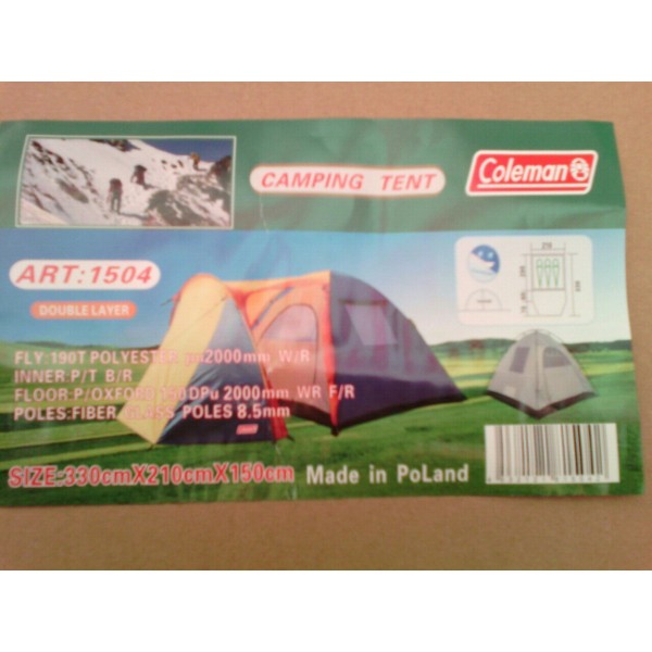 Палатка Coleman 1504 3-х местная. 2-х слойная. Большой тамбур