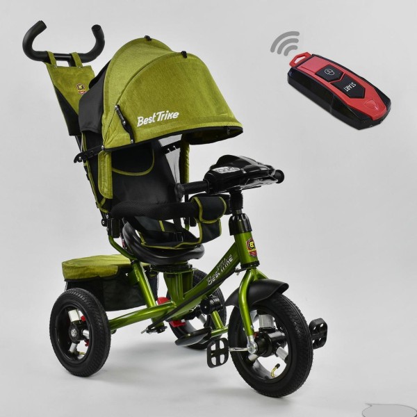 Детский трехколесный велосипед с пультом Best Trike 7700 B 9570 поворотное сиденье, надувные колеса