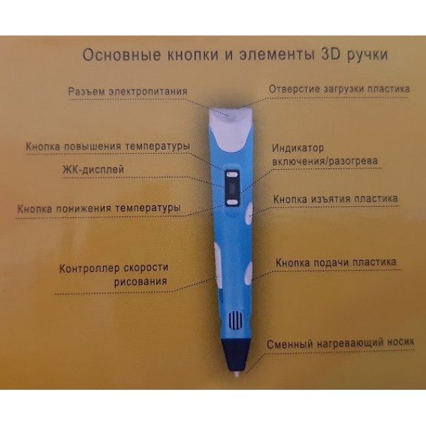 3Д ручка 3Dpen с ЖК дисплеем Рисует ABS и PLA