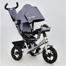 Детский трехколесный велосипед Best Trike 7700 B-5340 поворотное сиденье, надувные колеса, фара, серый лён