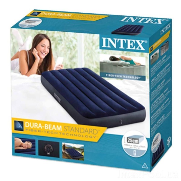 Матрас надувной 99х191х25 см. Велюровый Intex 64757 одноместный