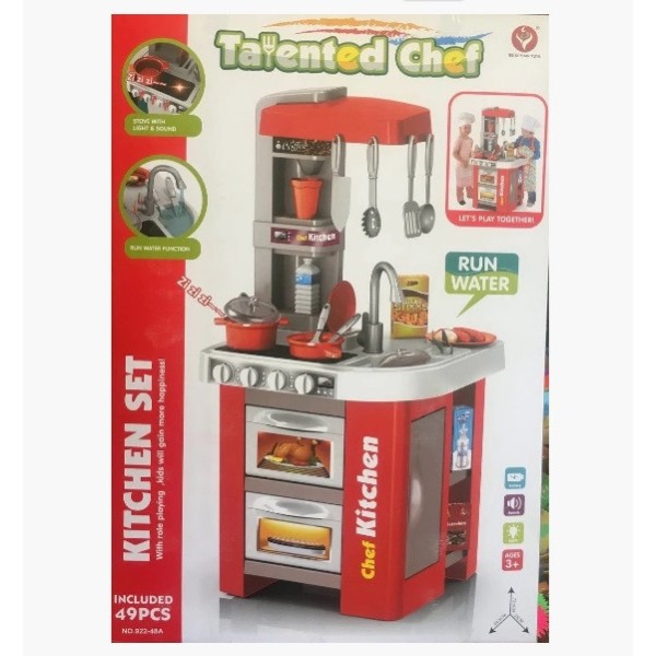 Игровой набор Кухня 922-48A свет, звук, течет вода, набор посуды и продуктов