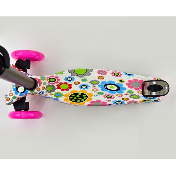 Детский трехколесный самокат Scooter Maxi Prin 779 1309 Колеса светятся. Розовый