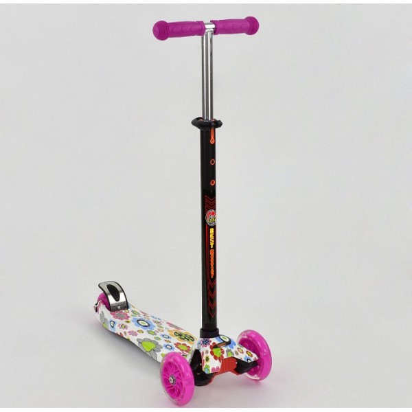 Детский трехколесный самокат Scooter Maxi Prin 779 1309 Колеса светятся. Розовый