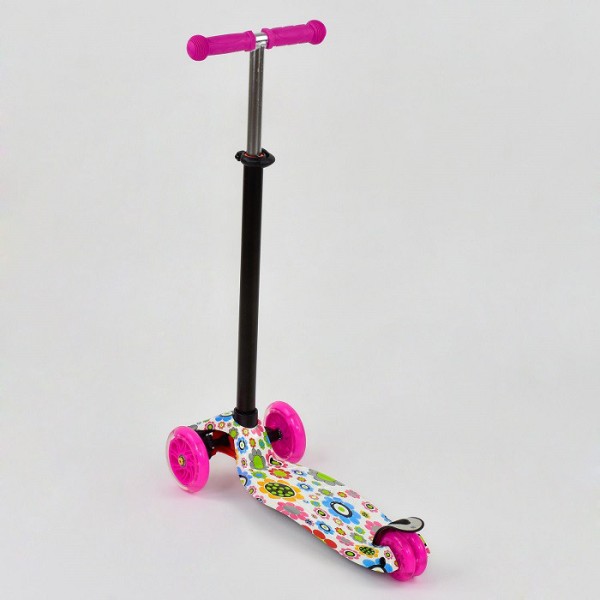 Детский трехколесный самокат Scooter Maxi Prin 779 1309 Колеса светятся. Розовый