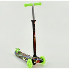 Самокат четырехколесный Scooter Maxi Print 1391 Салатовый. Колеса светятся