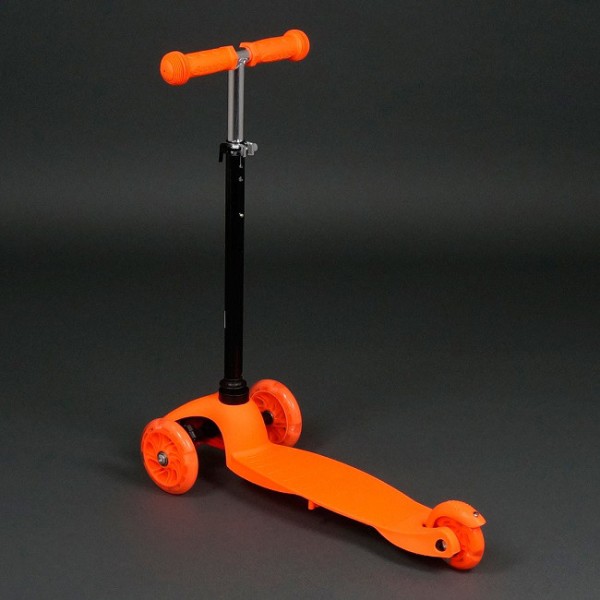 Трехколесный самокат Best Scooter Mini 466-112 оранжевый. Колеса светятся. Нагрузка до 50 кг