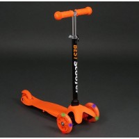 Трехколесный самокат Best Scooter Mini 466-112 оранжевый. Колеса светятся. Нагрузка до 50 кг