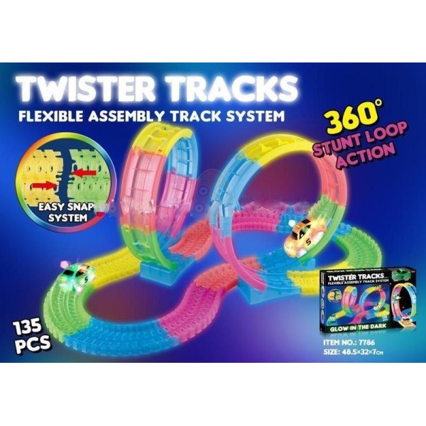 Детский гоночный трек Twister Tracks 7786 светящийся (аналог Magic Tracks)
